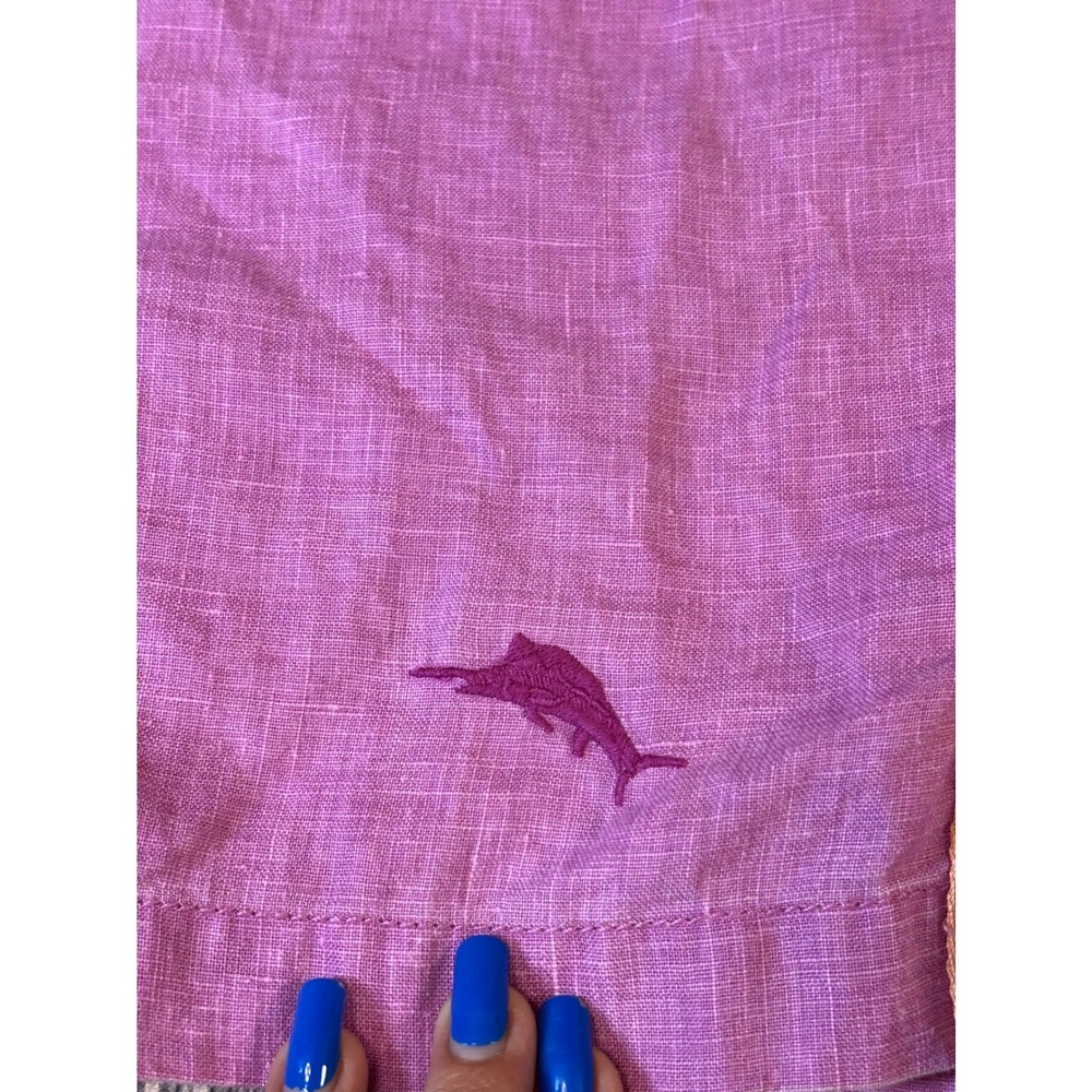 Tommy Bahama Shirt Mens XXL Purple 100% Linen Short Sleeve Button Down Camp - Picture 15 of 16